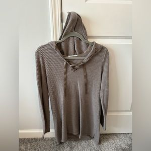 Illa Illa Taupe Sweater Top with Hoodie